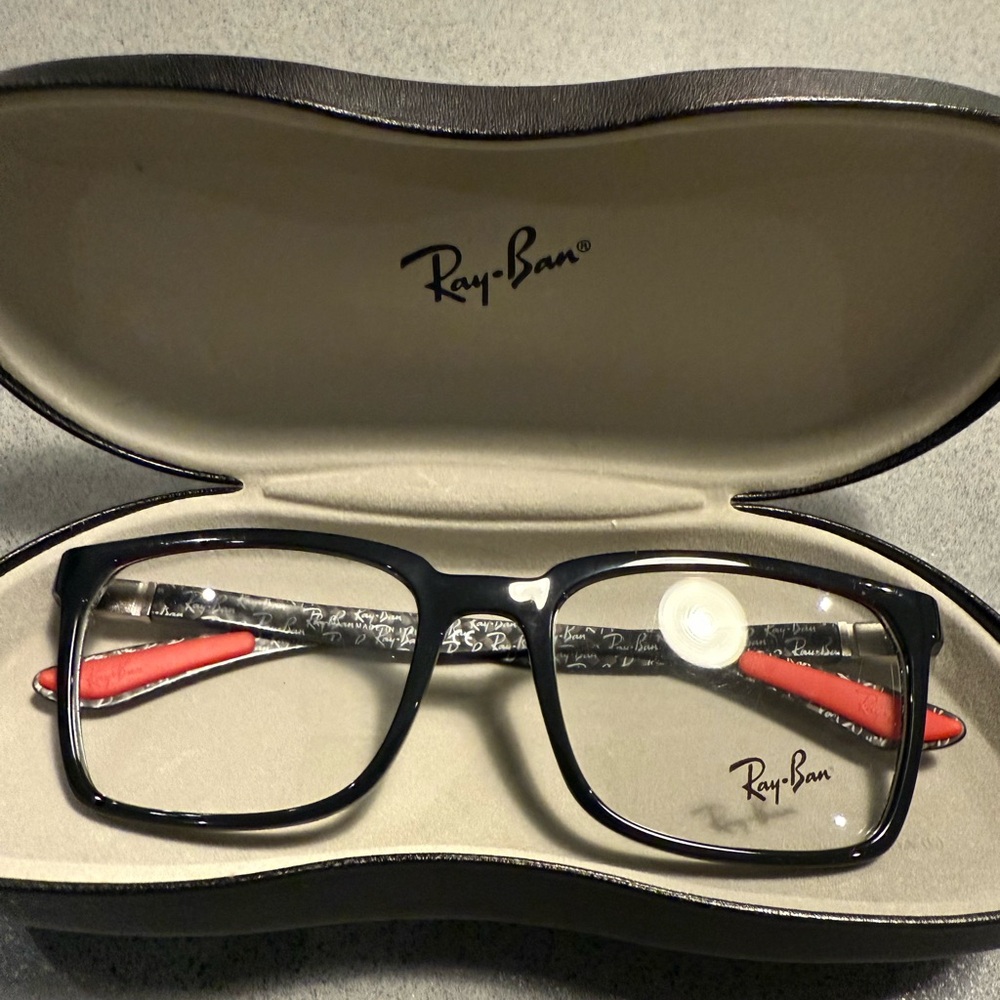 Ray-Ban Men's Glasses in Black with Red Accents Carbon fibre